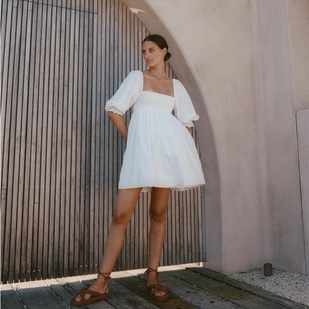 Faithfull THE BRAND Arles Mini Dress in Plain White
